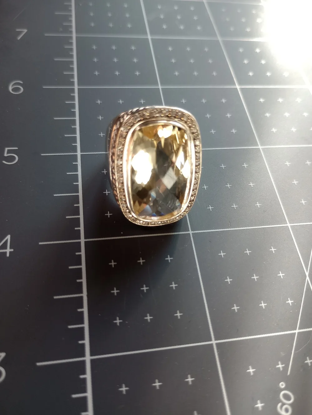 David Yurman Champagne & Diamond Albion Ring Size 7 - Picture 14 of 15